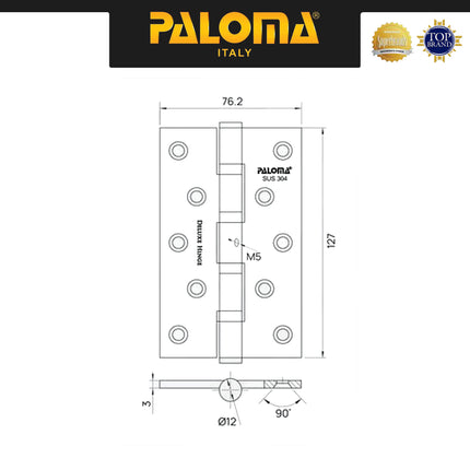 Engsel Pintu Jendela PALOMA BHP 244 Satin Gold Brushed Emas 5 Inch Hinge Kupu Butt Plat Kayu Aluminium PVC Door Window Stainless Steel SUS 304