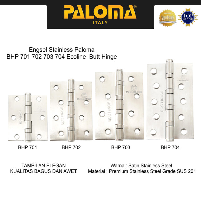 Engsel Stainless Paloma BHP 701 702 703 704 Ecoline Butt Hinge Engsel Kupu Pintu