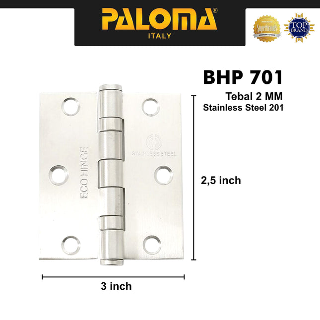 Engsel Stainless Paloma BHP 701 702 703 704 Ecoline Butt Hinge Engsel Kupu Pintu