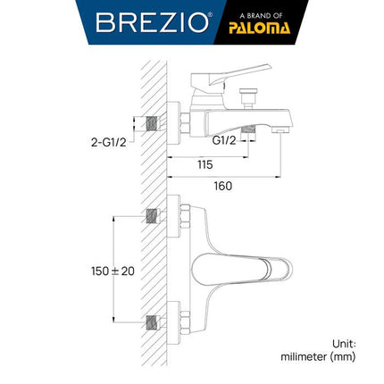 BREZIO FCBZ 1401 Keran Mixer Keran Bathtub Keran Shower Mandi Cold Hot Mix Panas Dingin Keran Air Brass Kuningan Chrome Krom