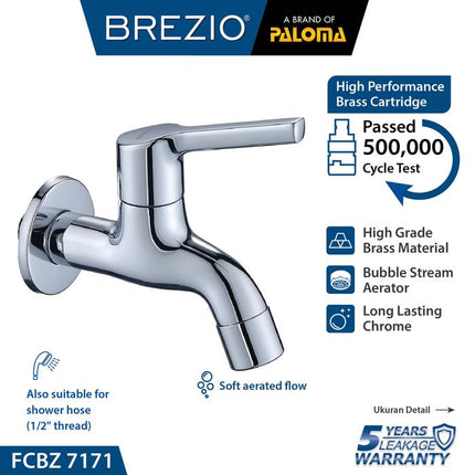 BREZIO Keran Bak Mandi Kamar Cuci Dinding Tembok Kran Air Brass Kuningan Chrome Krom Black Hitam Gunmetal Gun Metal FCBZ 7171 FCBZ 7271 FCBZ 7371