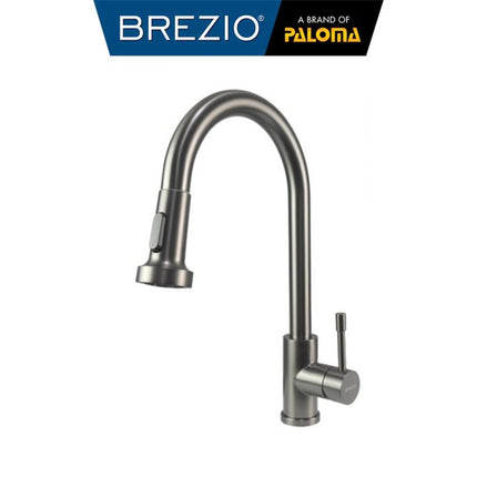 BREZIO Keran Dapur Cuci Piring Fleksibel Tarik Kran Air Sink Flexible Pull Out Down Mixer Panas Dingin Stainless Black Gunmetal Gun Metal Grey Gold Hitam Abu Emas FCBZ 8151 8161