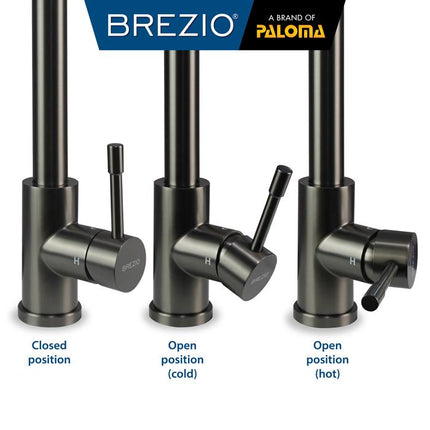 BREZIO Keran Dapur Cuci Piring Fleksibel Tarik Kran Air Sink Flexible Pull Out Down Mixer Panas Dingin Stainless Black Gunmetal Gun Metal Grey Gold Hitam Abu Emas FCBZ 8151 8161