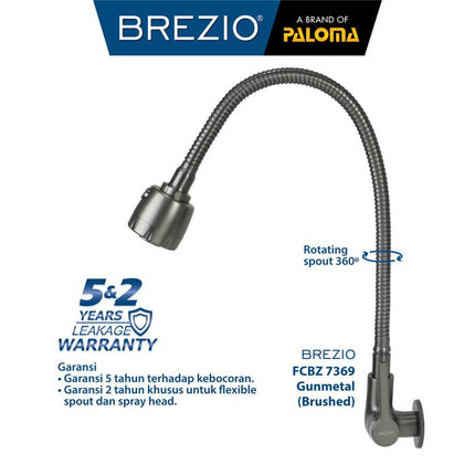 Keran Dapur Fleksibel BREZIO FCBZ 7169 FCBZ 7269 FCBZ 7369 Chrome Krom Silver Gunmetal Gun Metal Grey Abu Black Hitam Kran Cuci Piring Kran Air Sink Kran Leher Angsa Flexible Tembok Dinding Wall Brass Kuningan