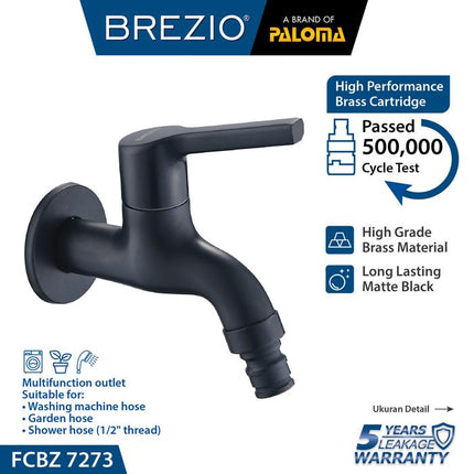 BREZIO Keran Mesin Cuci Selang Taman Dinding Tembok Kran Air Brass Kuningan Chrome Krom Grey Abu Black Hitam Gunmetal Gun Metal FCBZ 7173 FCBZ 7273 FCBZ 7373