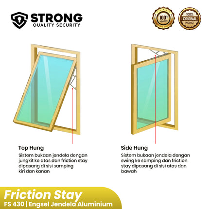 Friction Stay STRONG FS 430 Engsel Penahan Jendela Aluminium Casement Engsel Geser Jendela Ayun Rumah & Kantor