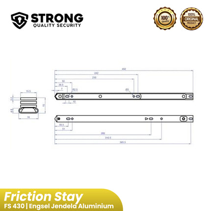 Friction Stay STRONG FS 430 Engsel Penahan Jendela Aluminium Casement Engsel Geser Jendela Ayun Rumah & Kantor