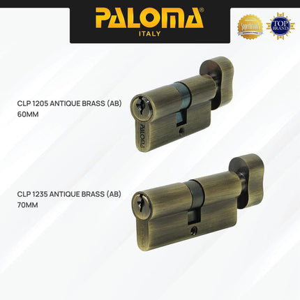 Knob Cylinder PALOMA CLP 1204 1205 1206 1207 1234 1235 1236 1237 Kunci Pintu Silinder Knob Anak Kunci Lite KC-SK Brass Kuningan Zamak Silver Grey Abu Antique Antik Black Hitam Gunmetal Gun Metal