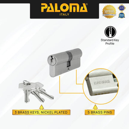 Cylinder Kunci PALOMA CLP 1104 CLP 1105 CLP 1106 CLP 1107 CLP 1134 CLP 1135 CLP 1136 CLP 1137 Pintu Silinder Double Cylinder Knob Standard Key Lite DC-SK Zamak Brass Kuningan Silver Satin Antique Antik Black Hitam Gunmetal Gun Metal