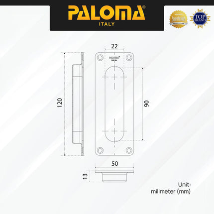 Handle Sliding PALOMA CMP210 CMP211 CMP212 Gagang Pintu Door Comen Flush Tanam Geser Square Kotak 12 cm Stainless Steel SUS 304 Gold Chrome Silver Antique Emas Abu Antik