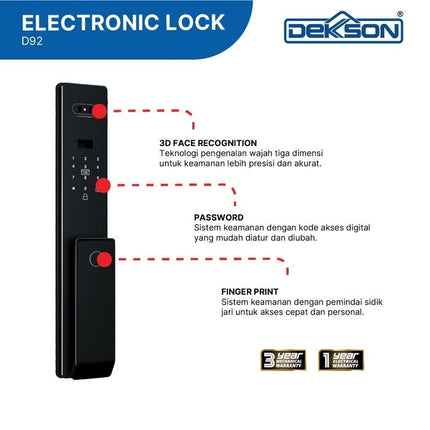 Digital Lock Electronic Lock Kunci Digital D92 Black