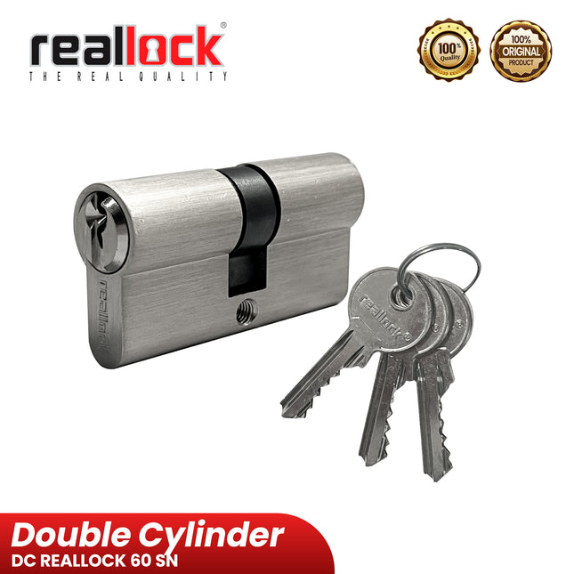 Double Cylinder REALLOCK CYL RLK DC 60 MM SN Silinder Kunci Pintu Stainless Steel