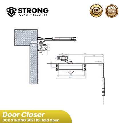Door Closer Penutup Pintu Otomatis DCR STRONG 602 ( 2602 ) HO Hold Open Brown Silver White