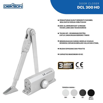 Door Closer Dekkson DCL 300 HO Penutup Pintu Otomatis - Hold Open Hitam Silver Coklat Putih