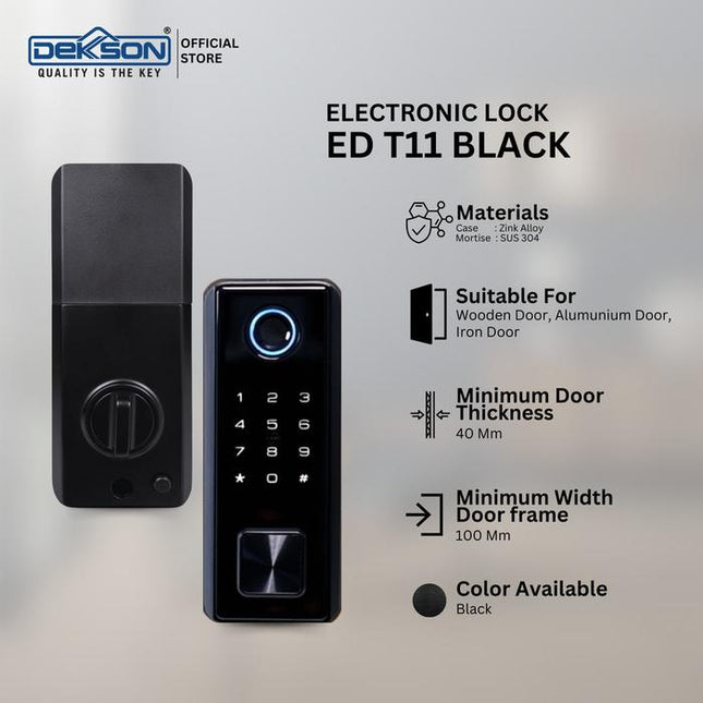 DEKKSON Electronic Deadlock ED T11 Fingerprint TTLock Kunci Pintu Digital Pintar Smart Lock