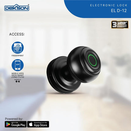 DEKKSON Electronic Lock Handle Pintu Bulat Kunci Sidik Jari D12