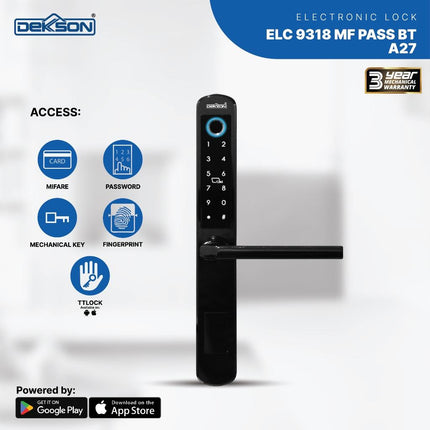 DEKKSON Electronic Lock Kunci Digital ELC 9318 MF PASS BT A27 Pintu Aluminium