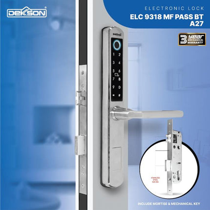 DEKKSON Electronic Lock Kunci Digital ELC 9318 MF PASS BT A27 Pintu Aluminium