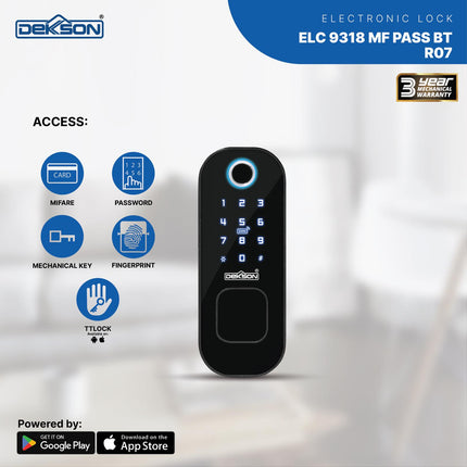 DEKKSON Electronic Lock Kunci Digital ELC 9318 MF PASS BT R07 Fingerprint Bluetooth Doorbell