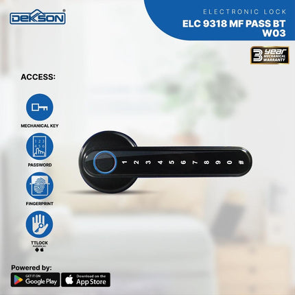 DEKKSON Electronic Lock Kunci Digital ELC 9318 MF PASS BT W03