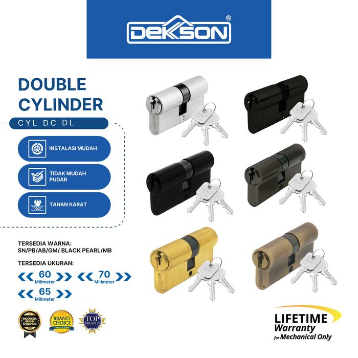 DEKKSON Silinder Kunci Pintu CYL DC DL 60MM SN Double Cylinder Standart Key