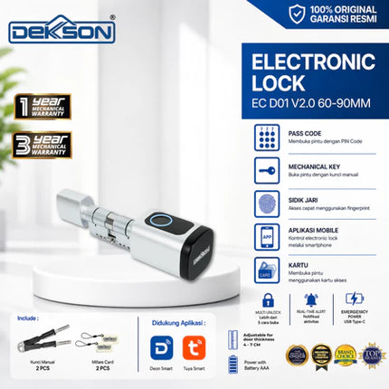 DEKKSON EC-D01 V2.0 Smart Cylinder Lock Fingerprint WiFi PIN Card