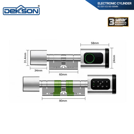 DEKKSON EC-D01 V2.0 Smart Cylinder Lock Fingerprint WiFi PIN Card
