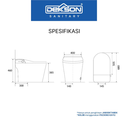 Toilet Smart Dekkson TS 6839 S TRAP White Kloset Duduk Pintar Automatic