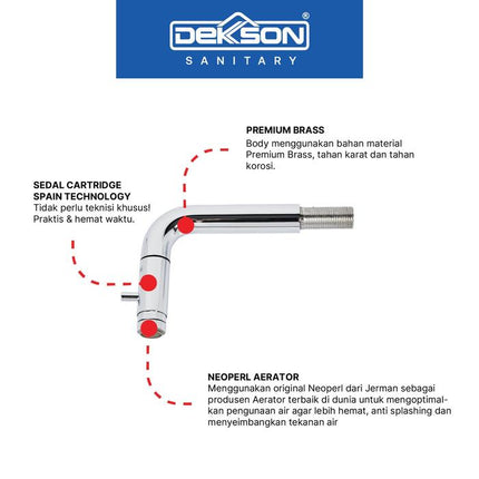 Keran Dinding Dekson Dekkson WT 1310 TS Wall Tap Touch Stop