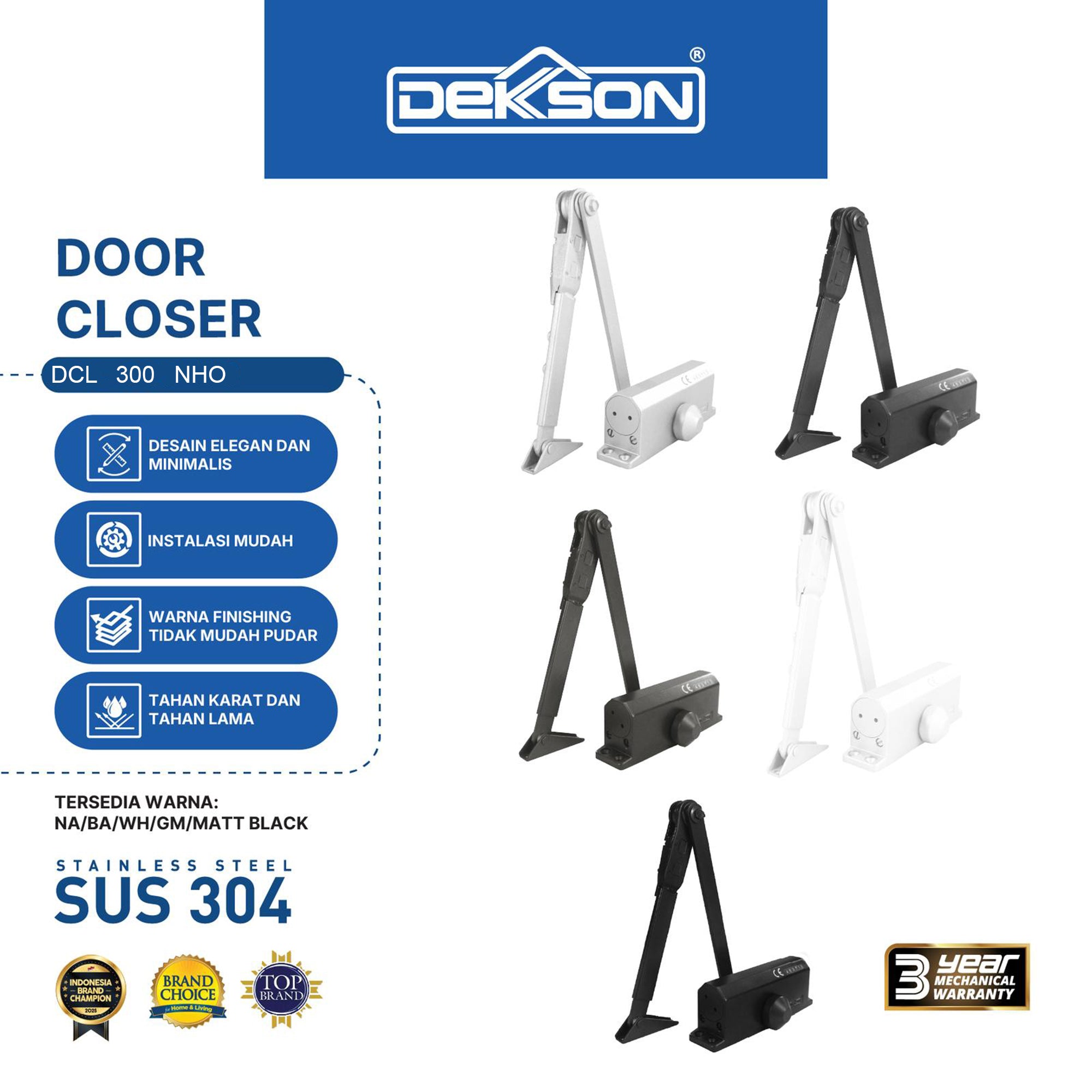 DEKKSON Door Closer Penutup Pintu Otomatis DCL 300 Non Hold Open