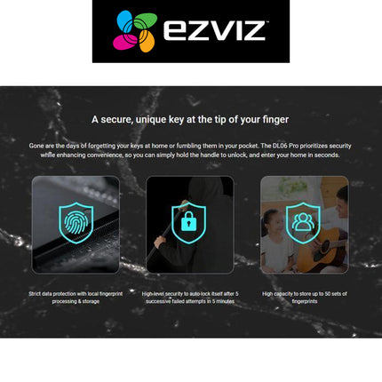 Smart Lock Ezviz DL06 PRO Smart Dual-Sided Fingerprint Lock Double Protection Twice The Convenience Digital Lock Home