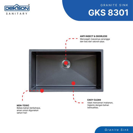 Granite Kitchen Sink DEKKSON Sink Dekson Dapur Anti Gores & Tahan Panas GKS 8301