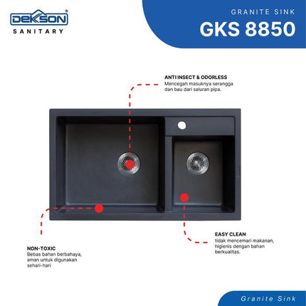 Kitchen Sink Granit Dekkson Sink Dapur Dekson Anti Gores & Tahan Panas GKS 8850