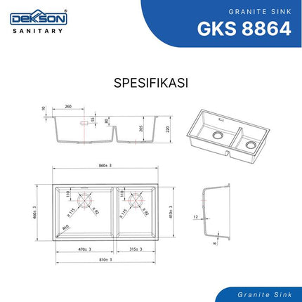 Kitchen Sink Granit Dekkson Sink Dapur Dekson Anti Gores & Tahan Panas GKS 8864