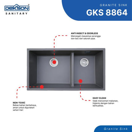 Kitchen Sink Granit Dekkson Sink Dapur Dekson Anti Gores & Tahan Panas GKS 8864