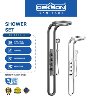 Shower Tiang Set DEKKSON Keran Shower Mixer Air Panas Dingin SS 8888-4 (Halo Series)
