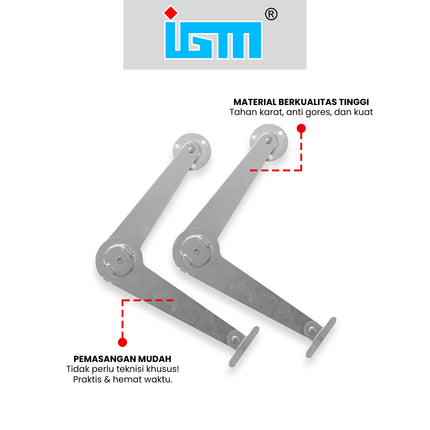 Engsel Salon IGM IE-010 9 Inch SS Penahan Jendela Sikutan Wayang Aluminium Kayu Window Stay