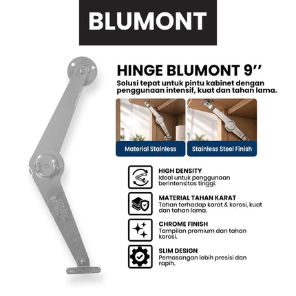 Engsel Salon BLUMONT 9 Inch CH Chrome Penahan Jendela Sikutan Wayang Aluminium Kayu Window Stay