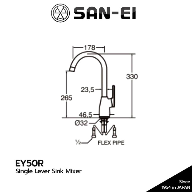 Kran Dapur SANEI Mixer Panas Dingin EY50R Kitchen Faucet EY 50R Keran Air Sink