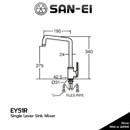 Kran Dapur SANEI EY51R Single Lever Sink Mixer Keran Sink