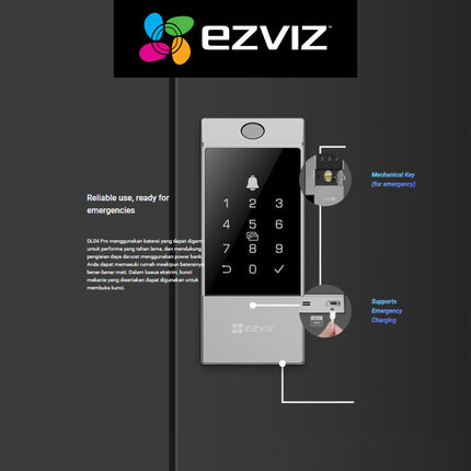 EZVIZ DL04 Pro Smart Deadbolt Lock Fingerprint WiFi App