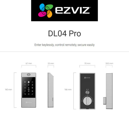 EZVIZ DL04 Pro Smart Deadbolt Lock Fingerprint WiFi App