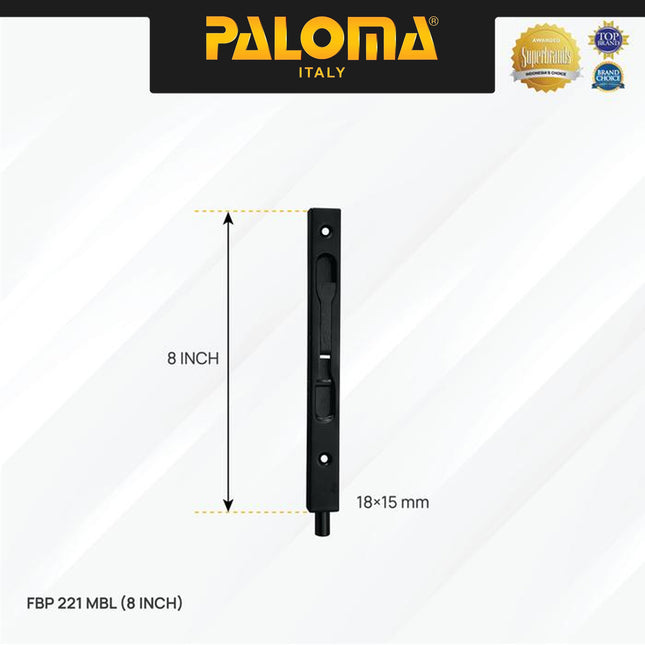 Flush Bolt PALOMA FBP 221 Grendel Tanam 8'' Inch Slot Pintu Door Jendela Window Stainless Steel SUS 304 SUS304 Matte Black Hitam
