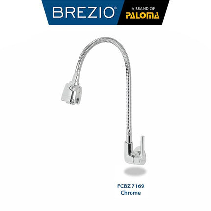 Keran Dapur Fleksibel BREZIO FCBZ 7169 FCBZ 7269 FCBZ 7369 Chrome Krom Silver Gunmetal Gun Metal Grey Abu Black Hitam Kran Cuci Piring Kran Air Sink Kran Leher Angsa Flexible Tembok Dinding Wall Brass Kuningan