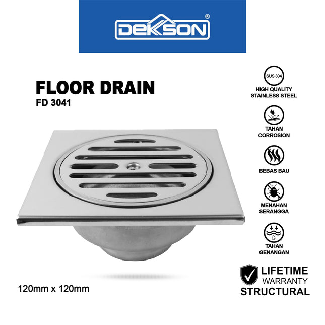 Floor Drain Dekkson FD 3041 Saringan Lantai Selokan Stainless Steel 12Cm