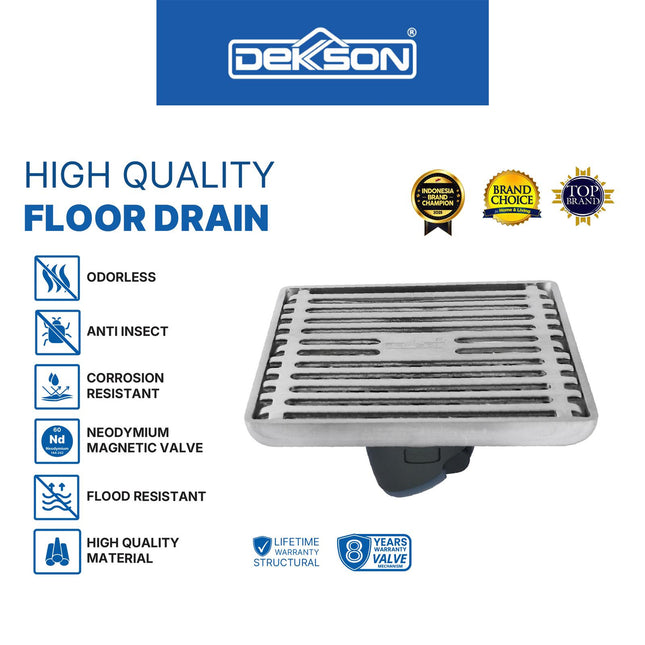 Floor Drain Dekkson FD 8028 SSS PSS Saringan Air Lantai Kamar Mandi Stainless Steel SUS 304