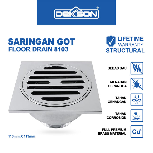 Floor Drain Dekkson FD DKS 8103 BR CP Lubang Saringan Air Lantai Kamar Mandi Anti Korosi