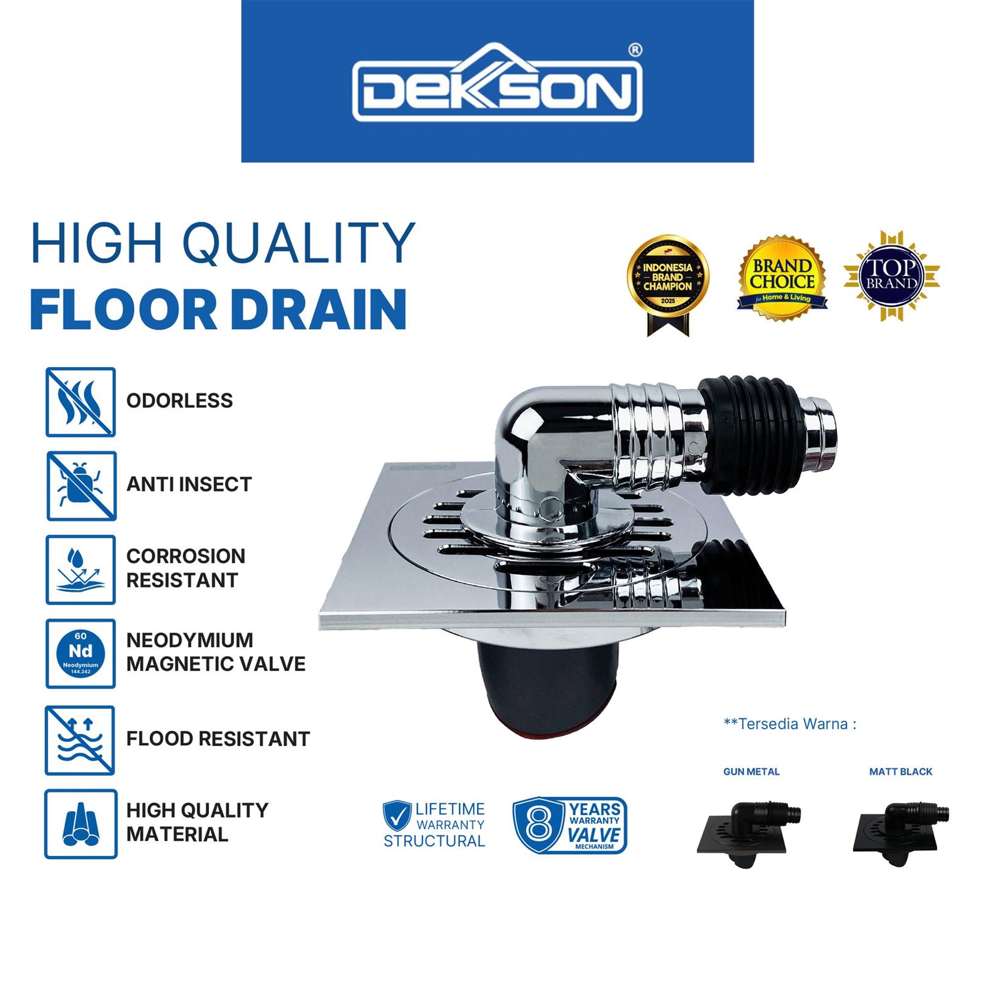 Floor Drain Dekkson FD 9901 Brass Saringan Air Lantai Kamar Mandi Dengan Kepala Sambungan Selang Mesin Cuci