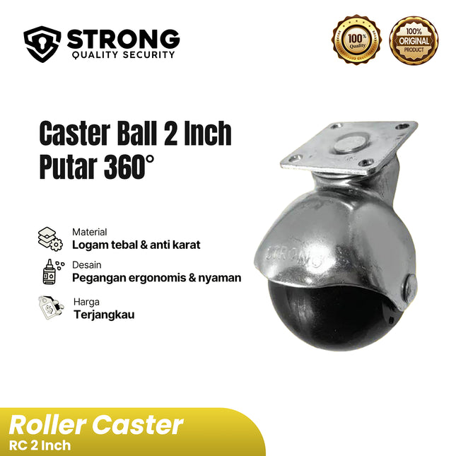 Roller Caster Ball STRONG Roda Caster RC 2 Inch Nylon & Besi Roda Lemari Meja Serbaguna Roda Bulat 2 Inchi Putar 360°