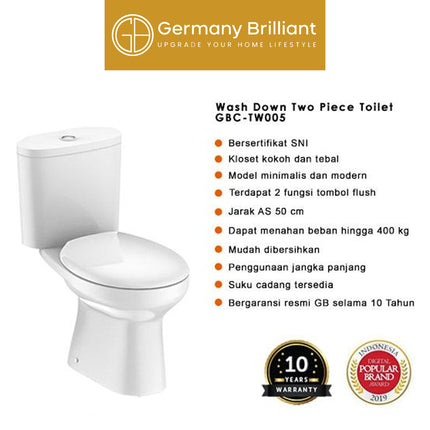 Closet Kloset Duduk Jarak As 50cm Germany Brilliant GBC-TW005